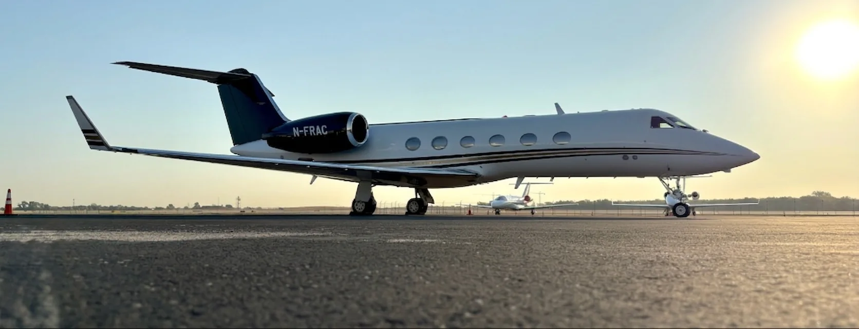 Gulfstream G-IV on the ramp at sunrise, the Jet Corp fractional Heavy aircraft