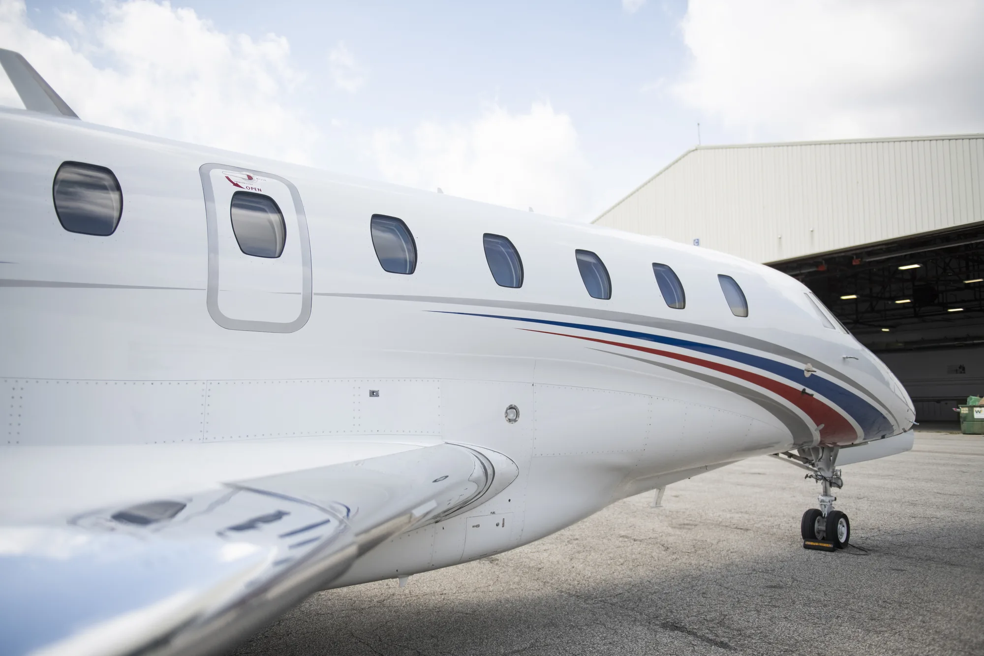 Citation X fuselage and wing detail on the ramp